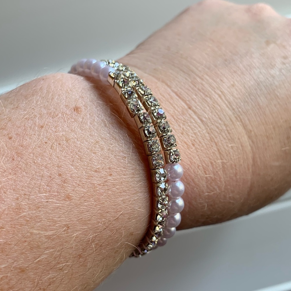 Rhinestone and Pearl Wrap Bracelet